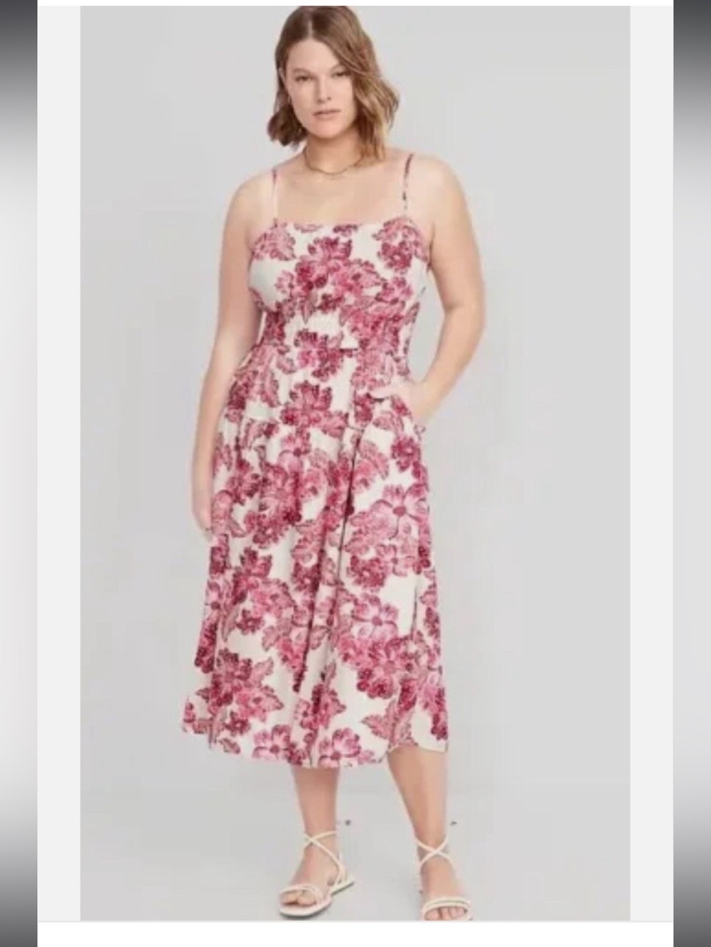 Old Navy Cream Dress with Pink Floral Print